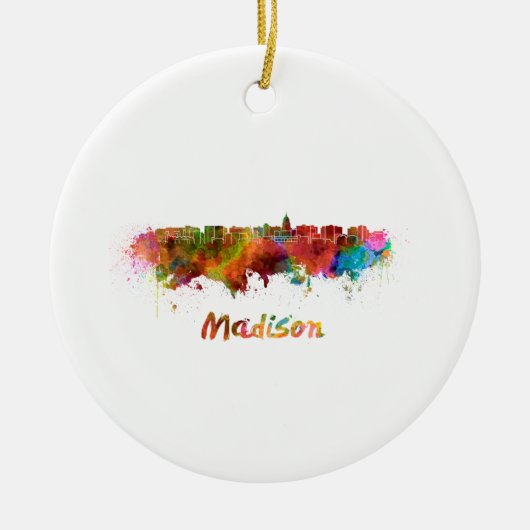 Skyline von Madison in Aquarellfarben Keramik Ornament (Vorne)