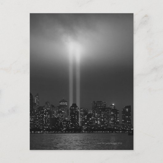 Skyline von Manhattan mit 9/11, New York City Postkarte (Vorderseite)