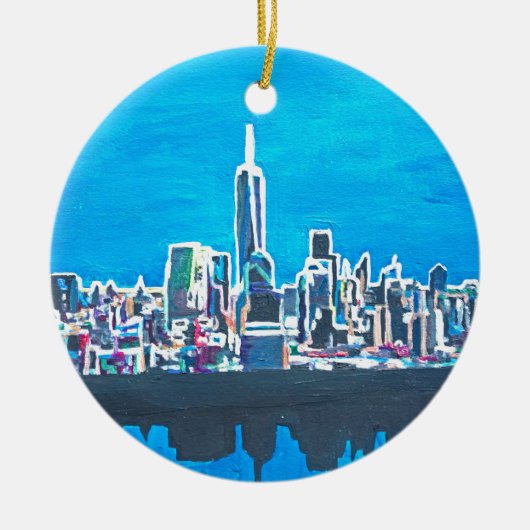 Skyline von Manhattan New York City mit Keramikornament (Vorne)