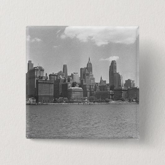 Skyline von Manhattan New York USA B&W Button (Vorderseite)