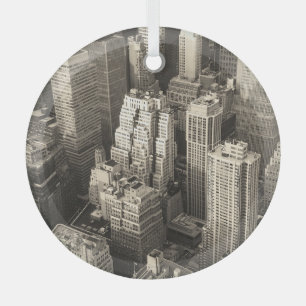 Skyline von Manhattan, schwarz-weiße Luft. Ornament Aus Glas