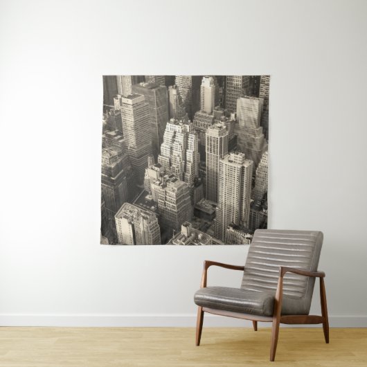 Skyline von Manhattan, schwarz-weiße Luft. Wandteppich (Beispiel)