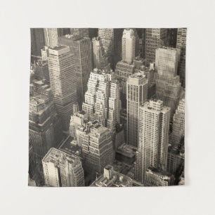 Skyline von Manhattan, schwarz-weiße Luft. Wandteppich