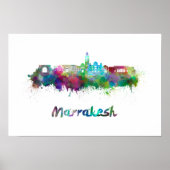 Skyline von Marrakesch in Aquarellfarben Poster (Vorne)