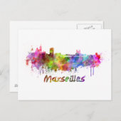 Skyline von Marseille in Aquarellfarben Postkarte (Vorne/Hinten)