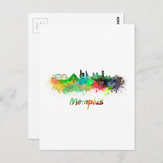 Skyline von Memphis in Aquarellfarben Postkarte (Vorne/Hinten)