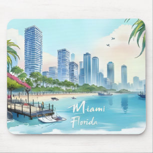 Skyline von Miami City Florida Mousepad