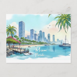 Skyline von Miami City Florida Postkarte