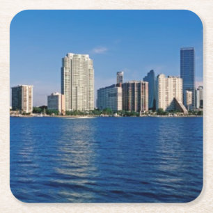 Skyline von Miami, Florida Rechteckiger Pappuntersetzer