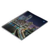 Skyline von Miami-Stadt mit Brücke nachts Notizblock (Linke Seite)