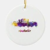 Skyline von Nashville in Aquarellfarbe Keramikornament (Vorne)