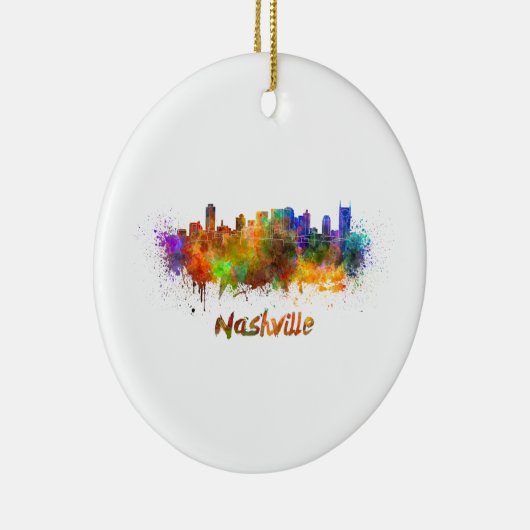 Skyline von Nashville in Aquarellfarbe Keramikornament (Rechts)