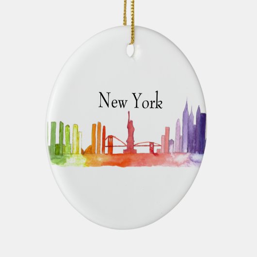 Skyline von NEW YORK CITY - Aquarellbilder Keramik Ornament (Rechts)
