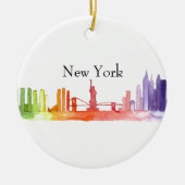 Skyline von NEW YORK CITY - Aquarellbilder Keramik Ornament (Vorne)