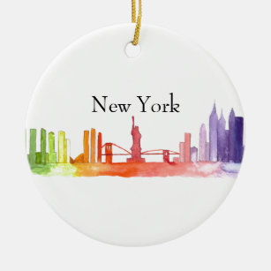Skyline von NEW YORK CITY - Aquarellbilder Keramik Ornament
