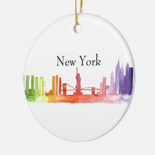 Skyline von NEW YORK CITY - Aquarellbilder Keramik Ornament (Links)