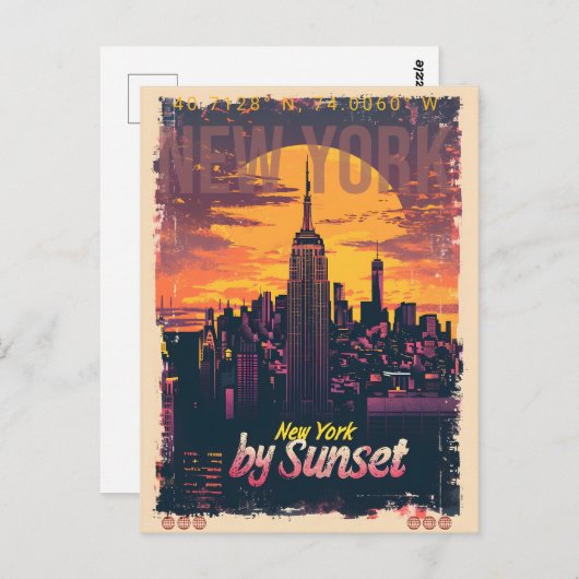 Skyline von Ney York von Sunset Postkarte (Vorne/Hinten)