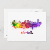 Skyline von Norfolk in Aquarellfarben Postkarte (Vorne/Hinten)