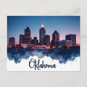 Skyline von Oklahoma City bei Nacht Moderne Stad Postkarte