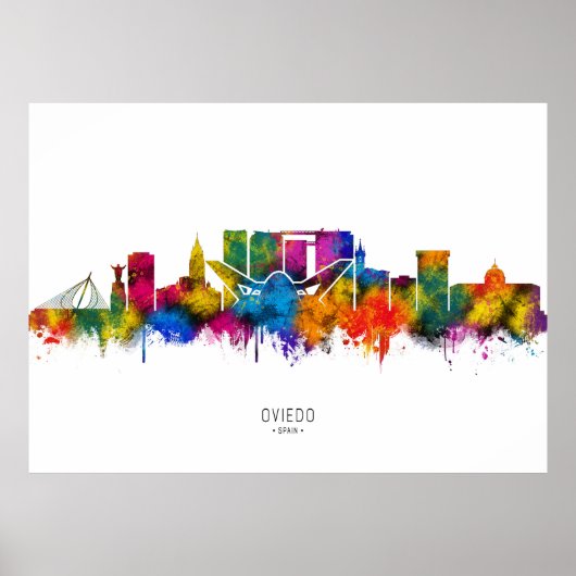 Skyline von Oviedo Spanien Poster (Vorne)