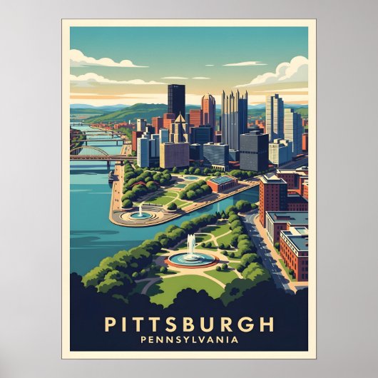 Skyline von Pittsburgh, Pennsylvania Poster (Vorne)