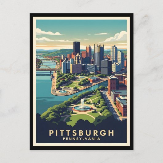 Skyline von Pittsburgh, Pennsylvania Postkarte (Vorderseite)