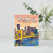 Skyline von Pittsburgh USA Postkarte (Stehend Vorderseite)