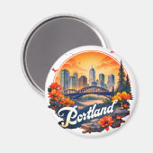 Skyline von Portland Oregon Magnet (Vorderseite/Rückseite)