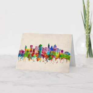 Skyline von Raleigh North Carolina Feiertagskarte