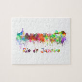 Skyline von Rio de Janeiro in Aquarellfarben Puzzle (Horizontal)