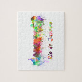 Skyline von Rio de Janeiro in Aquarellfarben Puzzle (Vertikal)