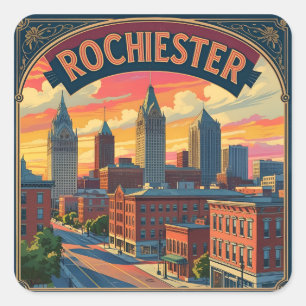 Skyline von Rochester City New York USA Quadratischer Aufkleber