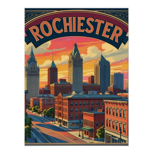 Skyline von Rochester New York USA Poster (Vorderseite)