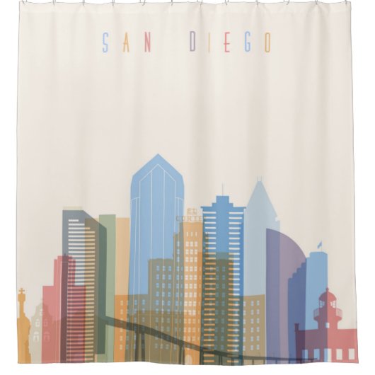 Skyline von San Diego Duschvorhang (Vorderseite)