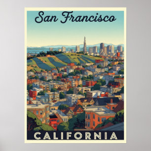 Skyline von San Francisco mit sanften Hügeln Poster