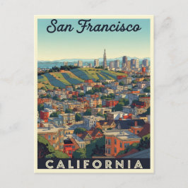 Skyline von San Francisco mit sanften Hügeln Postkarte