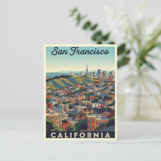 Skyline von San Francisco mit sanften Hügeln Postkarte (Stehend Vorderseite)