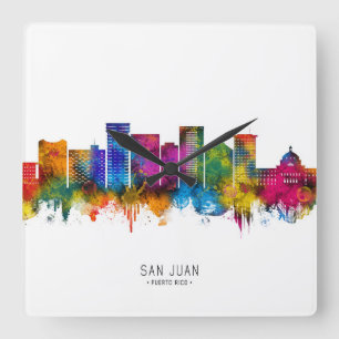 Skyline von San Juan Puerto Rico Quadratische Wanduhr