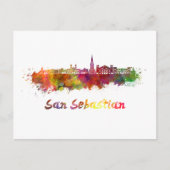 Skyline von San Sebastian im Wasser Postkarte (Vorderseite)