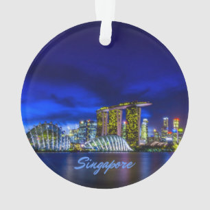 Skyline von Singapur bei Nacht Ornament