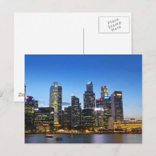 Skyline von Singapur Postkarte (Vorne/Hinten)