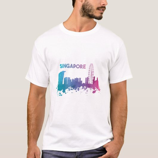 Skyline von Singapur T-Shirt (Vorderseite)