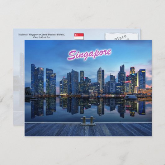 Skyline von Singapurs Central Business District Postkarte (Vorne/Hinten)