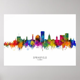 Skyline von Springfield Illinois Poster