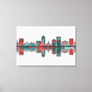 Skyline von Stockton, Kalifornien Leinwanddruck