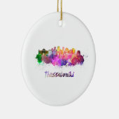 Skyline von Thessaloniki in Aquarellfarben Keramikornament (Rechts)