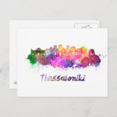 Skyline von Thessaloniki in Aquarellfarben Postkarte (Vorne/Hinten)
