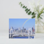 Skyline von Tokio und Rainbow Bridge Postkarte (Stehend Vorderseite)