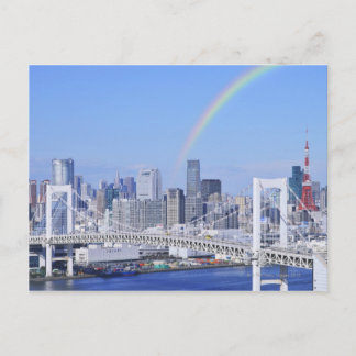 Skyline von Tokio und Rainbow Bridge Postkarte