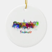Skyline von Toulouse in Aquarellfarben Keramikornament (Vorne)
